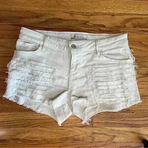 GUESS Distressed White Denim Shorts Size 27 in excellent condition